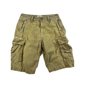 AMERICAN EAGLE Khaki‎ Distressed Rugged Constructed Cargo Shorts 30 Vtg Longer